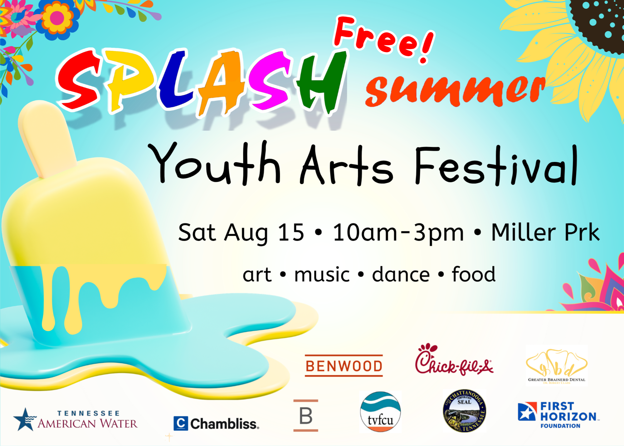 Flyer advertising Splash Summer Youth Arts Festival.