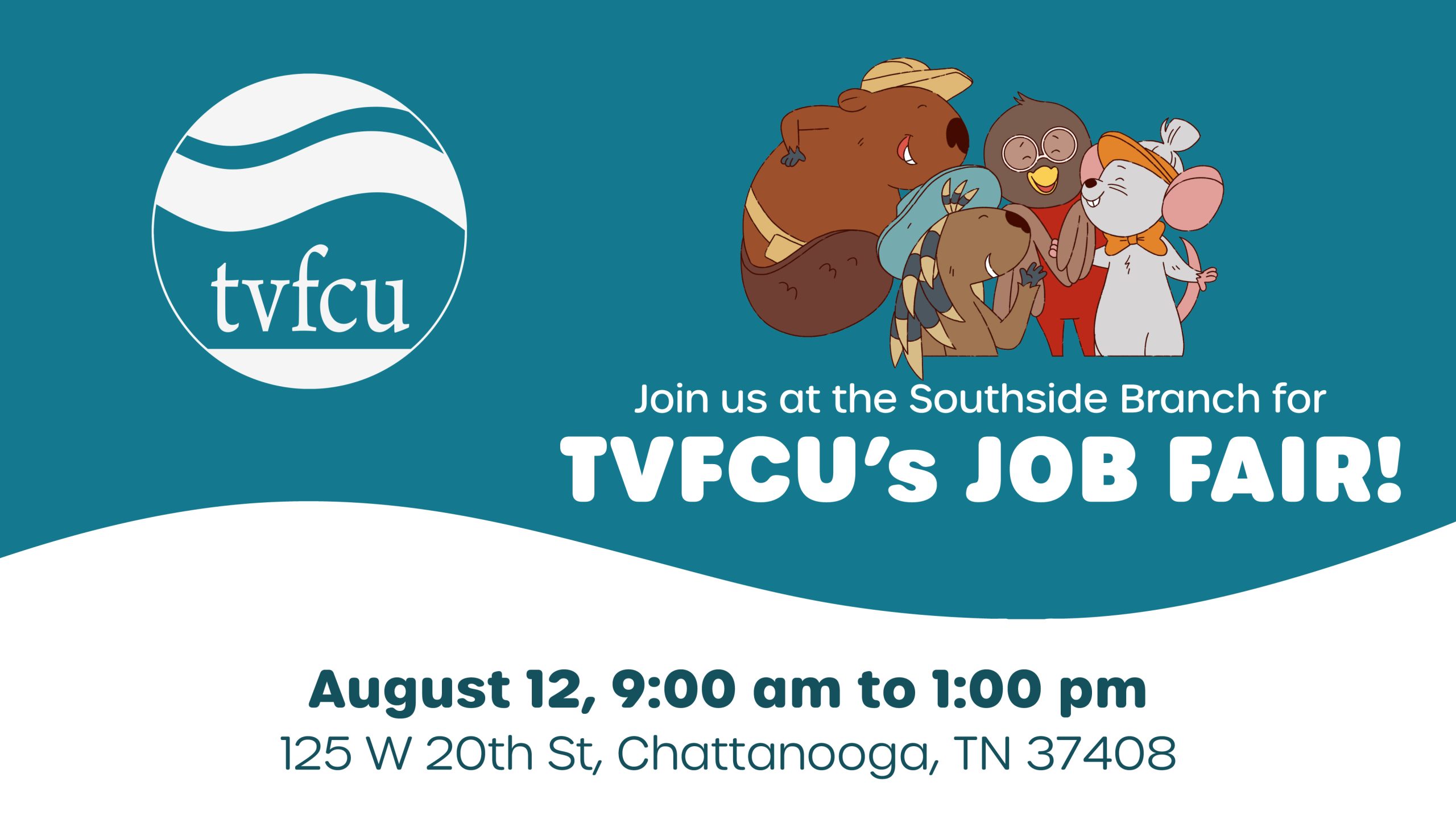 Graphic invitation to job fair on August 12.
